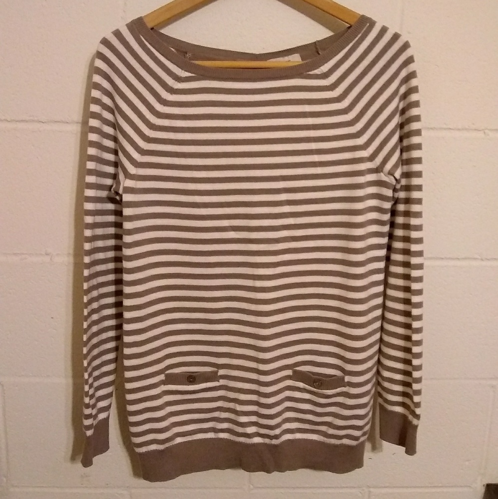 Ann Taylor Loft Faux Button Back Sweater Striped